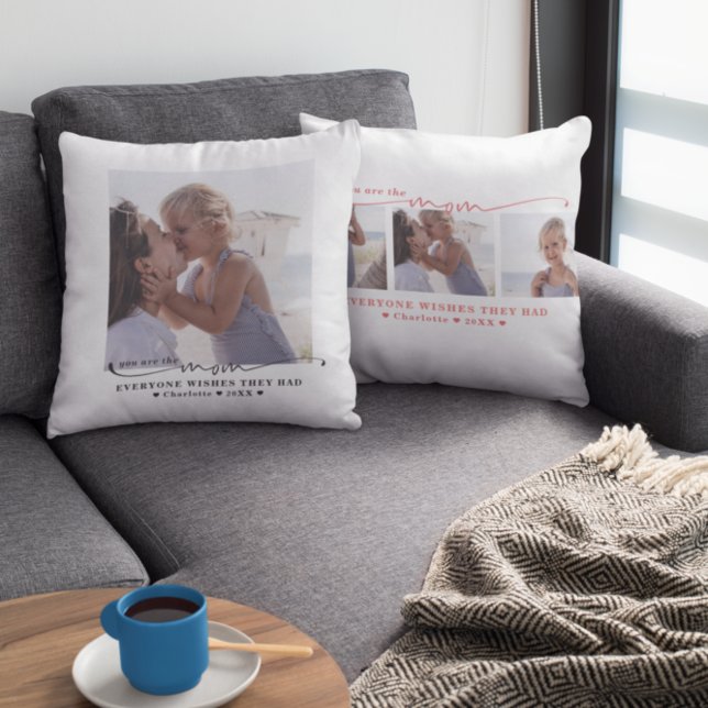 Bästa Mamma | Handskrivet modernt, minimalt foto Kudde (Skapare uppladdad)