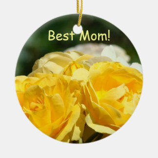 Bästa mamma! hängande prydnadsgåva Gula Rosor Julgransprydnad Keramik