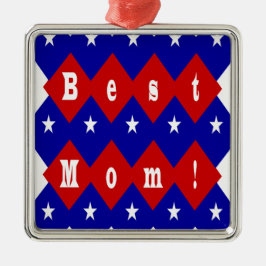 Bästa Mamma i Patriotic Diamond Shape Julgransprydnad Metall