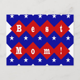 Bästa Mamma i Patriotic Diamond Shape Vykort