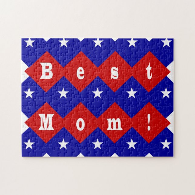 Bästa mamma i patriotisk diamantform pussel (Horisontell)