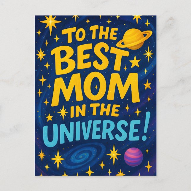 Bästa Mamma i Storbritannien - Cosmic Mors dag Vykort (Framsida)