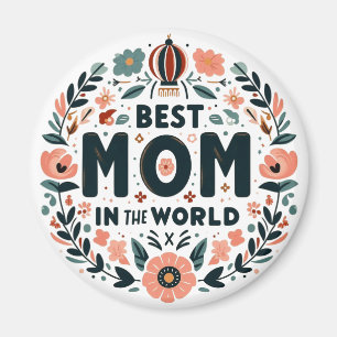 Bästa mamma i världen - blomsterkrans magnet