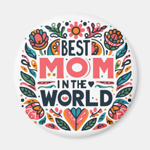 Bästa mamma i världen folkkonst blommig mors dag magnet