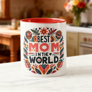 Bästa mamma i världen folkkonst blomster Mors dag Mugg