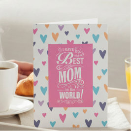 Bästa mamma i världen hjärtmönster helgkort