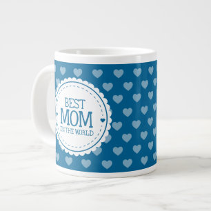 Bästa Mamma i World Blue White Heares och Circle Jumbo Mugg