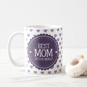Bästa Mamma i World Violet Hearts and Circle Kaffemugg