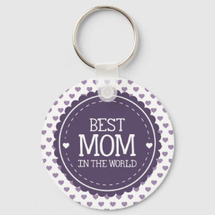 Bästa Mamma i World Violet Hearts and Circle Nyckelring