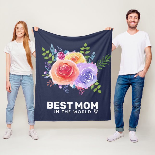 Bästa Mamma i World Watercolor Ro Fleecefilt (På plats)