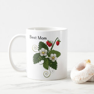 Bästa mamma jordgubbsblomma botanisk design kaffemugg