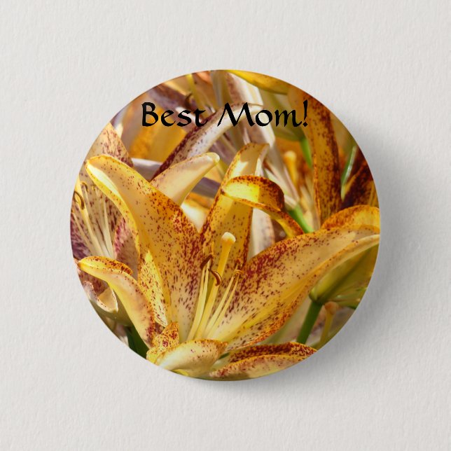 Bästa mamma! knapp Orange Lilja Blommor Liljor (Framsida)