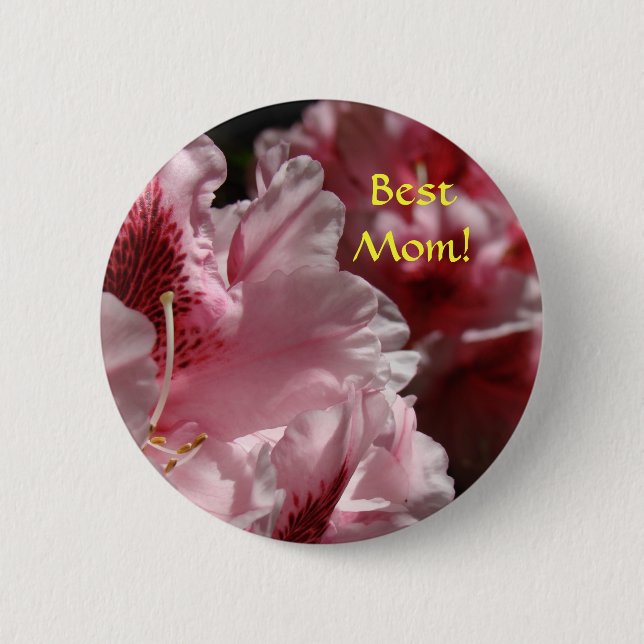 Bästa mamma! knapp Rosa Rhododendron Blommor (Framsida)