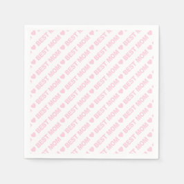 Bästa Mamma-Ljusa rosa på vit Pappersservett