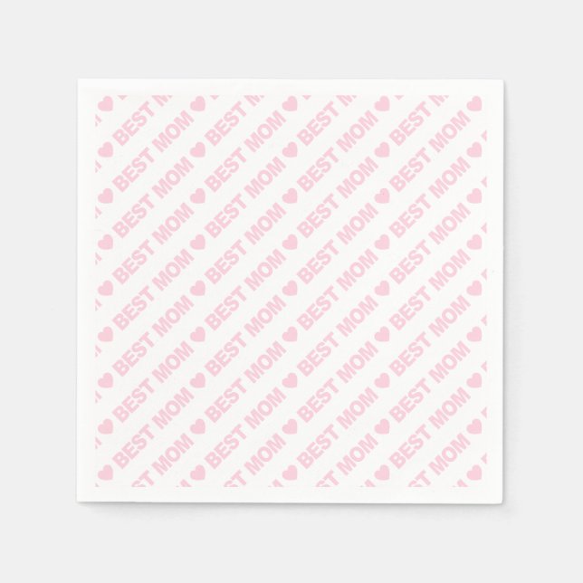 Bästa Mamma-Ljusa rosa på vit Pappersservett (Framsidan)
