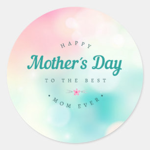 Bästa Mamma Lycklig Mors dag Teckningsförsegling Runt Klistermärke