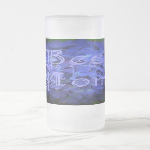 Bästa Mamma med blå bakgrund Frostat Ölglas