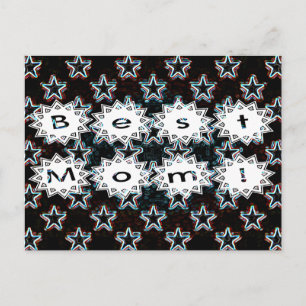 Bästa Mamma med Neon Stars-vykort Vykort