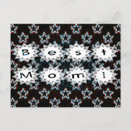 Bästa Mamma med Neon Stars-vykort Vykort