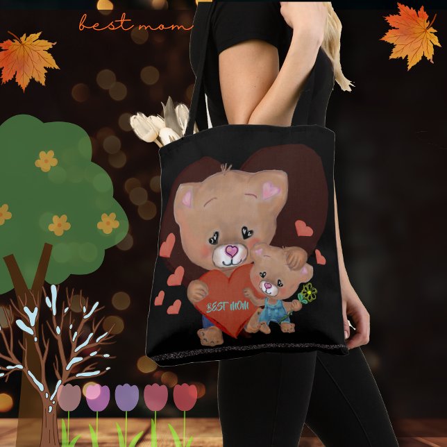 BÄSTA MAMMA med TEDDY Tygkasse (BEST MOM wiht TEDDY Tote Bag)