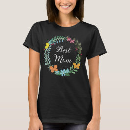 Bästa Mamma Mor Blommigt Butterfly Greenery Wandey T Shirt