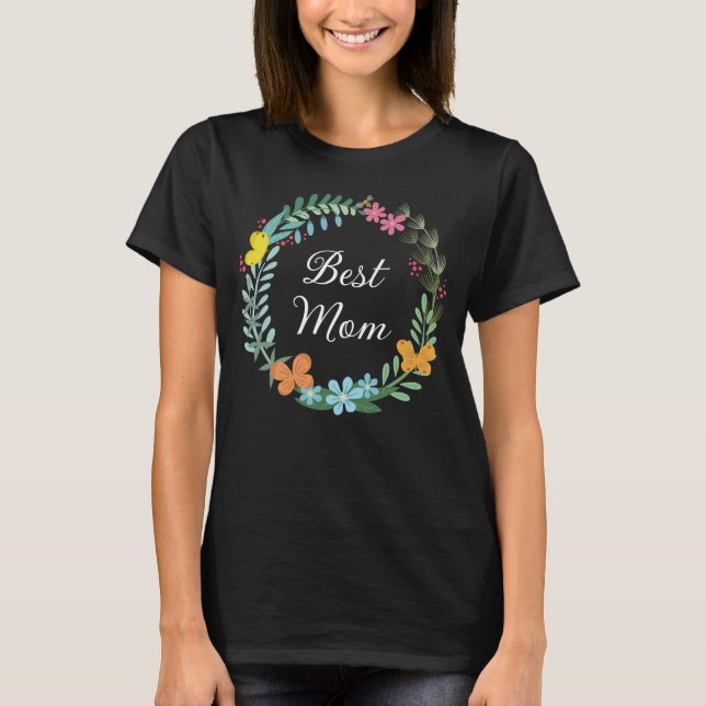 Bästa Mamma Mor Blommigt Butterfly Greenery Wandey T Shirt (Framsida)