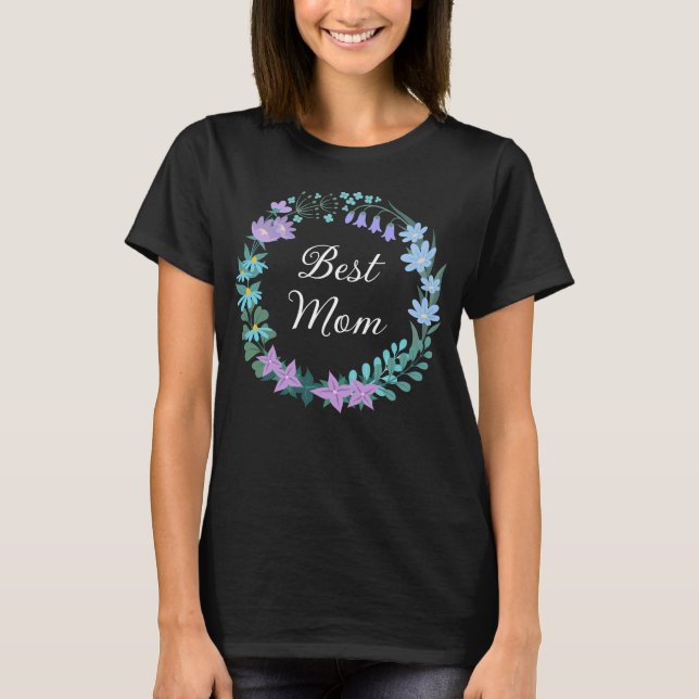 Bästa Mamma Mor-Blommigten Bluebells Greenery Wand T Shirt (Framsida)
