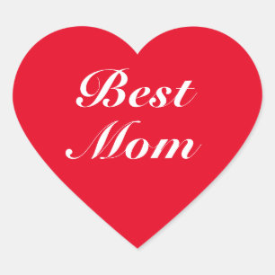 Bästa Mamma, Mor, Mors dag, rött Hjärtformat Klistermärke