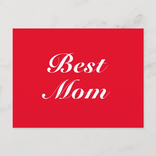 Bästa Mamma, Mor, Mors dag, rött vitt Vykort (Framsida)
