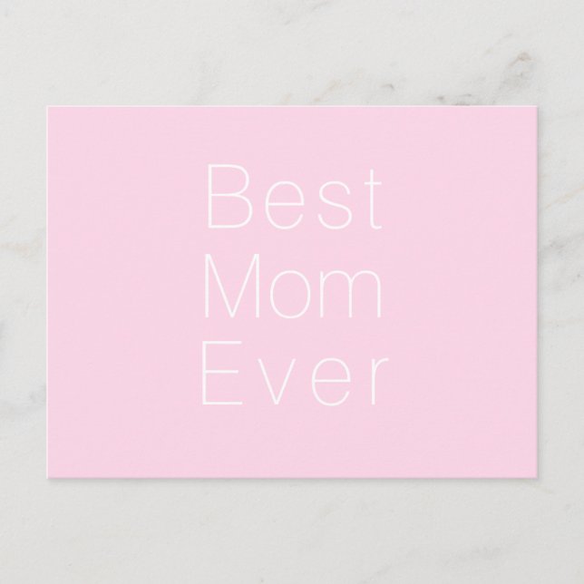Bästa mamma, Mors dag, Mamma minimalistisk rosa Vykort (Framsida)