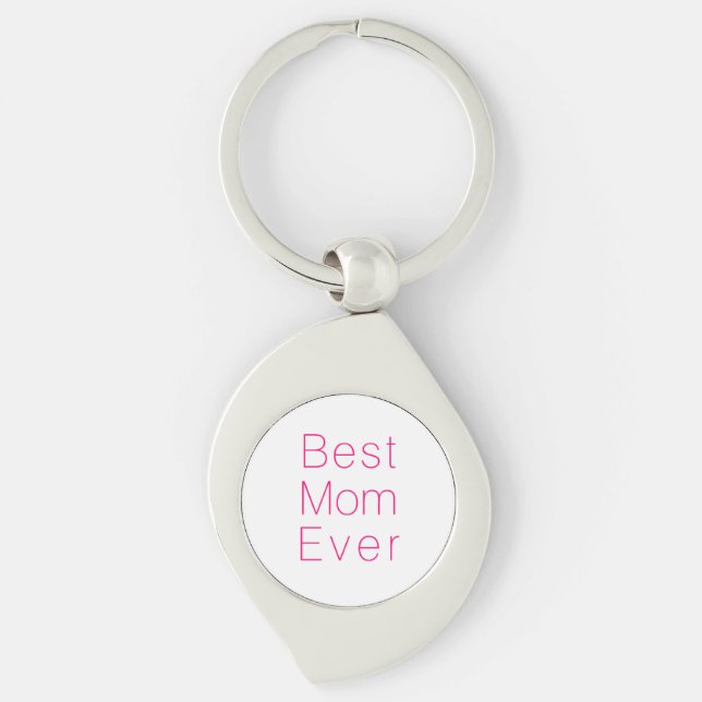 Bästa Mamma, Mors dag, Mor, minimalistisk fuchsia Swirl Silverfärgad Nyckelring (Framsidan)