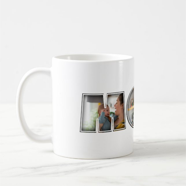 Bästa Mamma-Mors dag-presentationen Namn 3-foto T- Kaffemugg (Vänster)