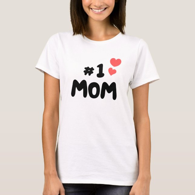 Bästa Mamma någonsin - #1 Mamma med Cute Hearts T Shirt (Framsida)
