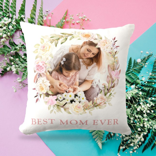 Bästa Mamma någonsin-2-Elegant för fotoBlommigt Kudde (Skapare uppladdad)