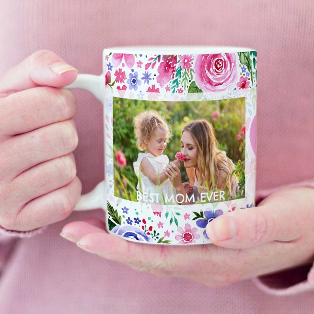 Bästa Mamma någonsin 2-fotoKeepsaki Mors dag Kaffemugg (Best Mom Ever 2 Photo Keepsake Mothers Day Coffee Mug)