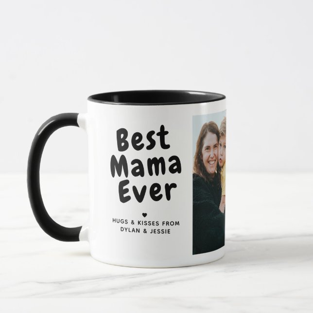 Bästa Mamma Någonsin 2-Fotokollage & Anpassad Medd Mugg (Vänster)