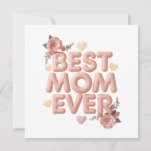 Bästa mamma någonsin 3D blommig design | Present t Inbjudningar (Framsida)