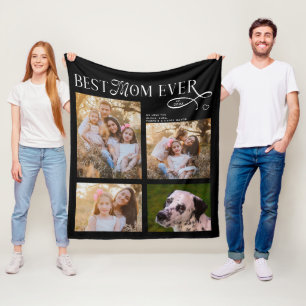 Bästa mamma någonsin 4 bilder Hjärta Mors dag-pres Fleecefilt