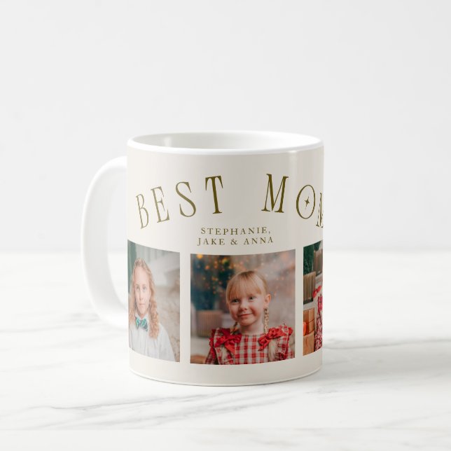 Bästa mamma någonsin 4-foto kräm mors dag  kaffemugg (Framsida vänster)