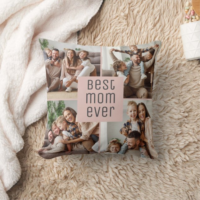 Bästa mamma någonsin 5 bilder Mors dag rosafärgad  Kudde (Filt)