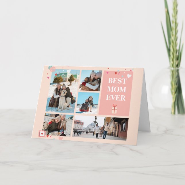 Bästa Mamma någonsin, 5 Photo Mors dag Collage Car Inbjudan (Framsida)