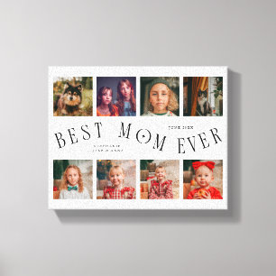 Bästa mamma någonsin 8 Fotosrutnät Mors dag Vit Canvastryck
