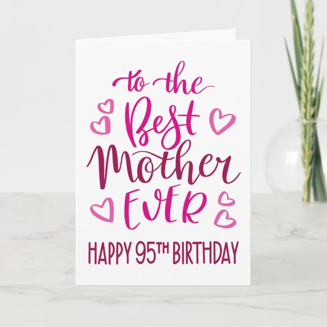 Bästa mamma någonsin 95-års typografi i rosa kort (Framsida)
