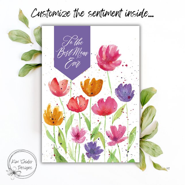 Bästa mamma någonsin Akvarell blommor Mors dag Kort (Skapare uppladdad)