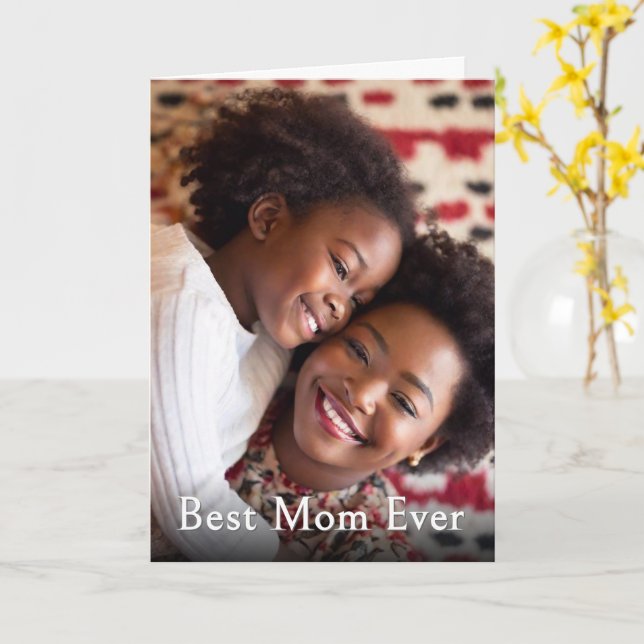 Bästa mamma någonsin anpassad foto present kort (Gul blomma)