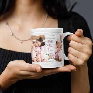 Bästa Mamma någonsin Anpassningsbar 3-foto - Vita Kaffemugg