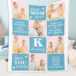 Bästa MAMMA någonsin Anpassningsbar 7 Photo Collag Fleecefilt