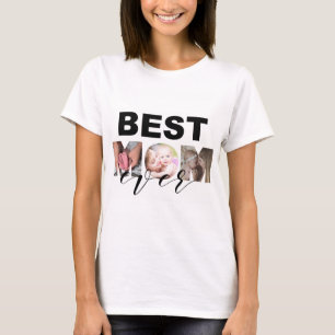 Bästa Mamma någonsin-anpassningsbar-fotokollage T Shirt