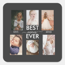 Bästa mamma någonsin Anpassningsbart år och bilder Fyrkantigt Klistermärke