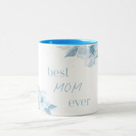 Bästa mamma någonsin Blå blomkruka Två-Tonad Mugg